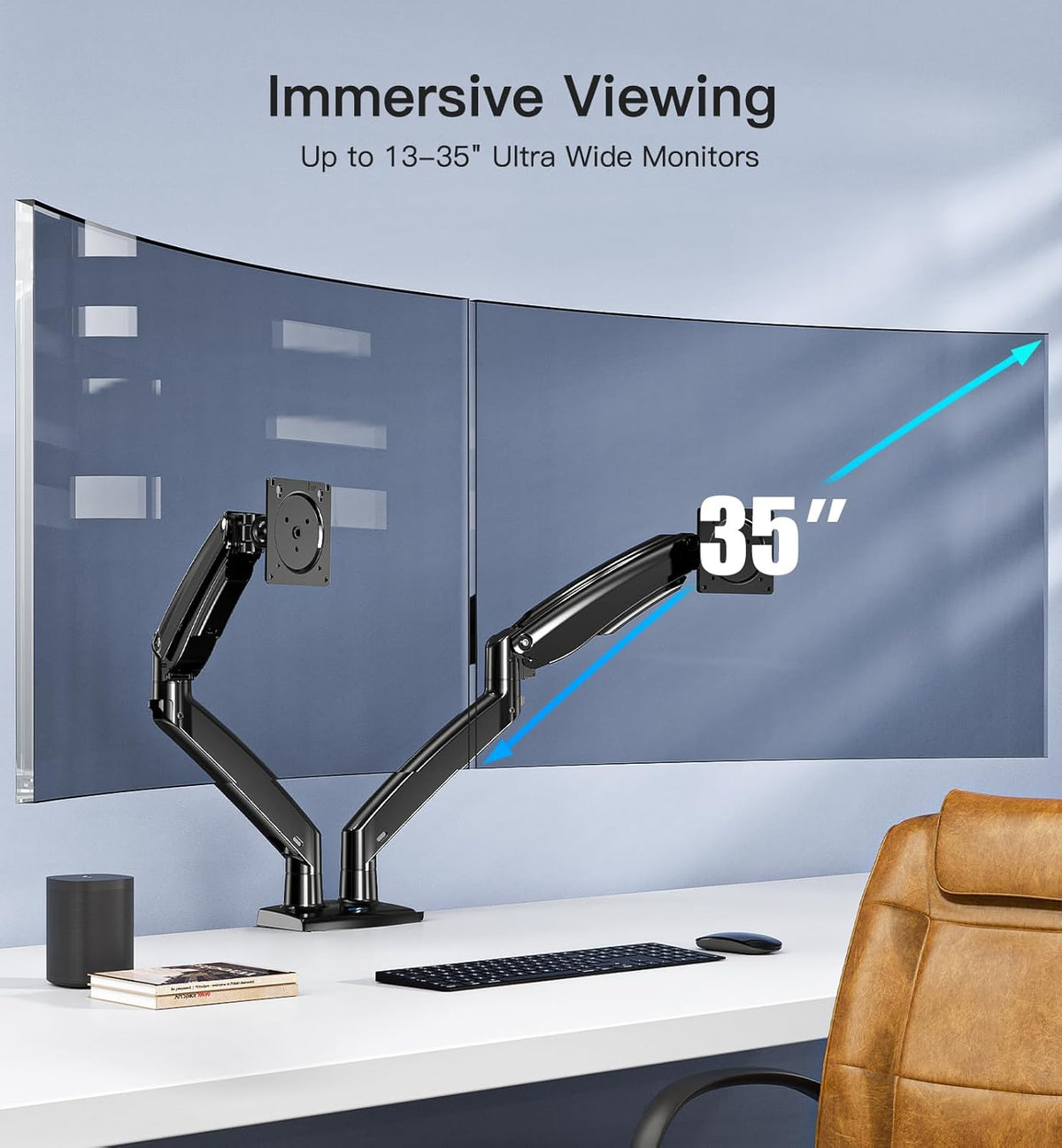 Dual Monitor Arm Adjustable Mount for 22 to 40 Inch Screens Holds 12kg HUANUO
