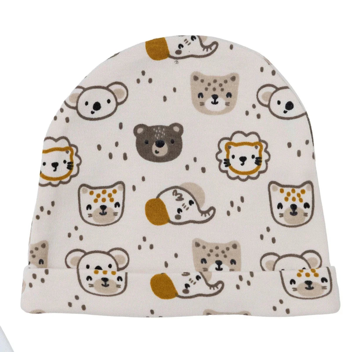 HelloBaby 5 Piece Crew Neck Animal Print Boxed Baby Hospital Bag Set (Newborn) - Ecru