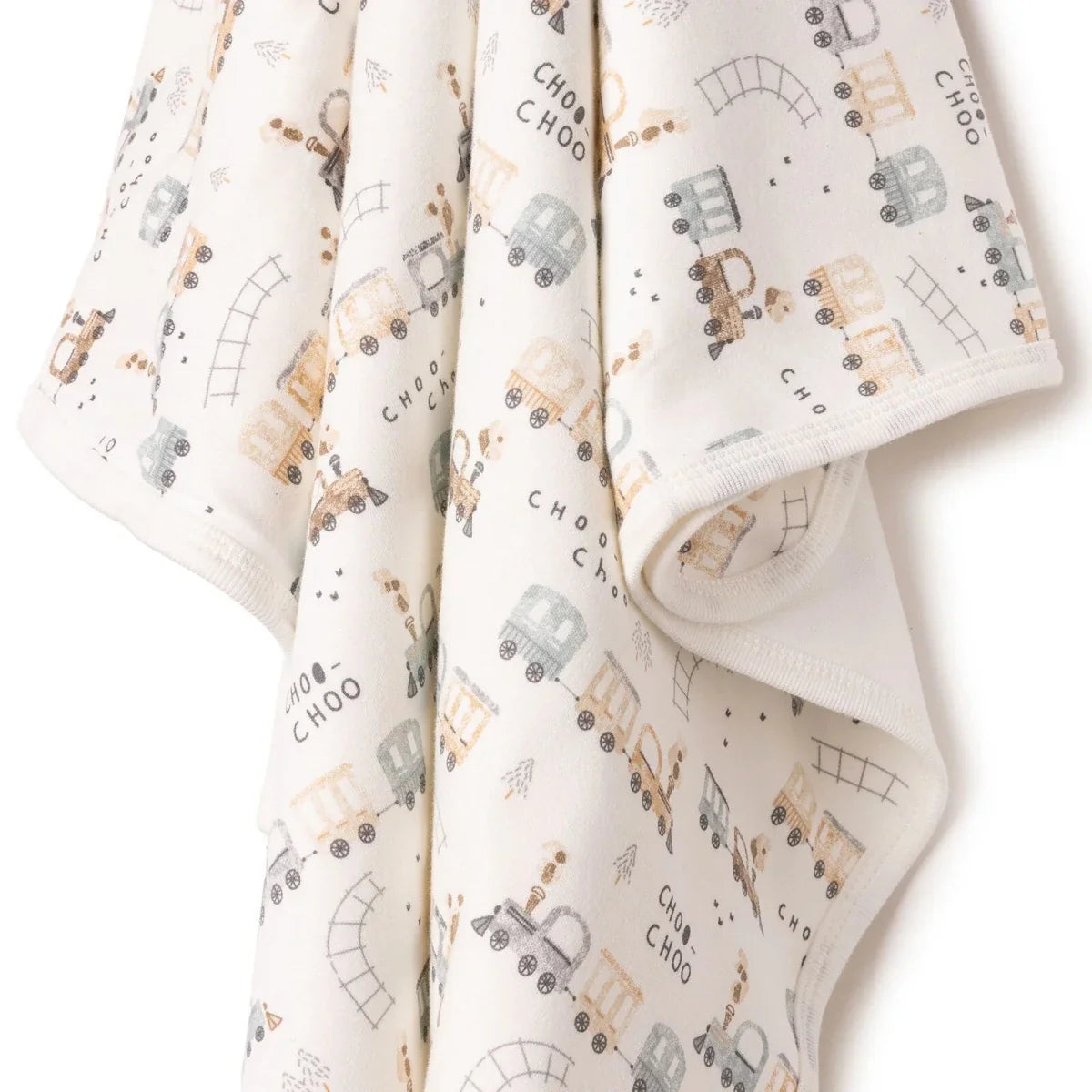 Little Dreams Vehicle Print Jersey Baby Blanket (80 x 90 cm) - Ecru