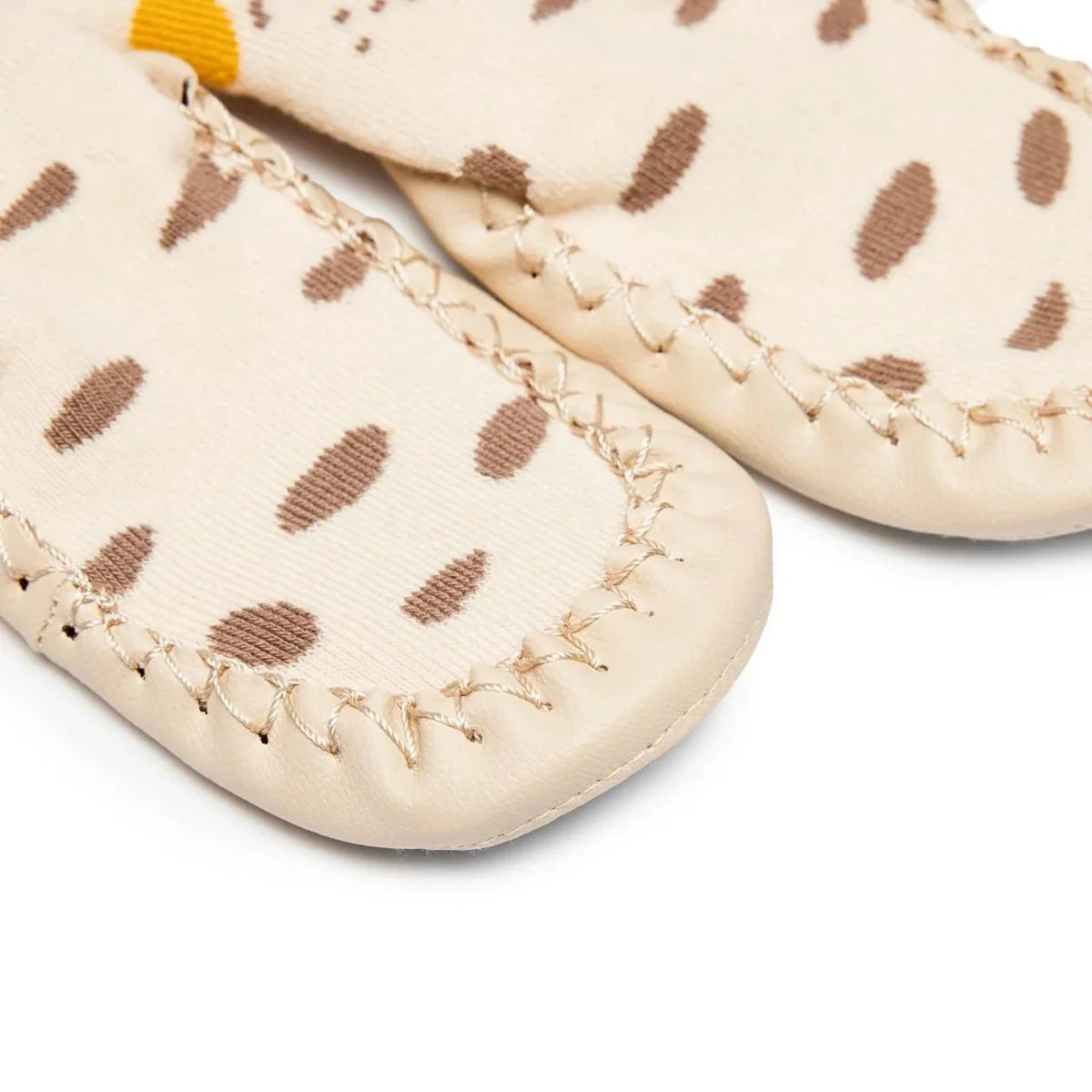 HelloBaby Spotty Dog Print Slipper Baby Socks - Ecru