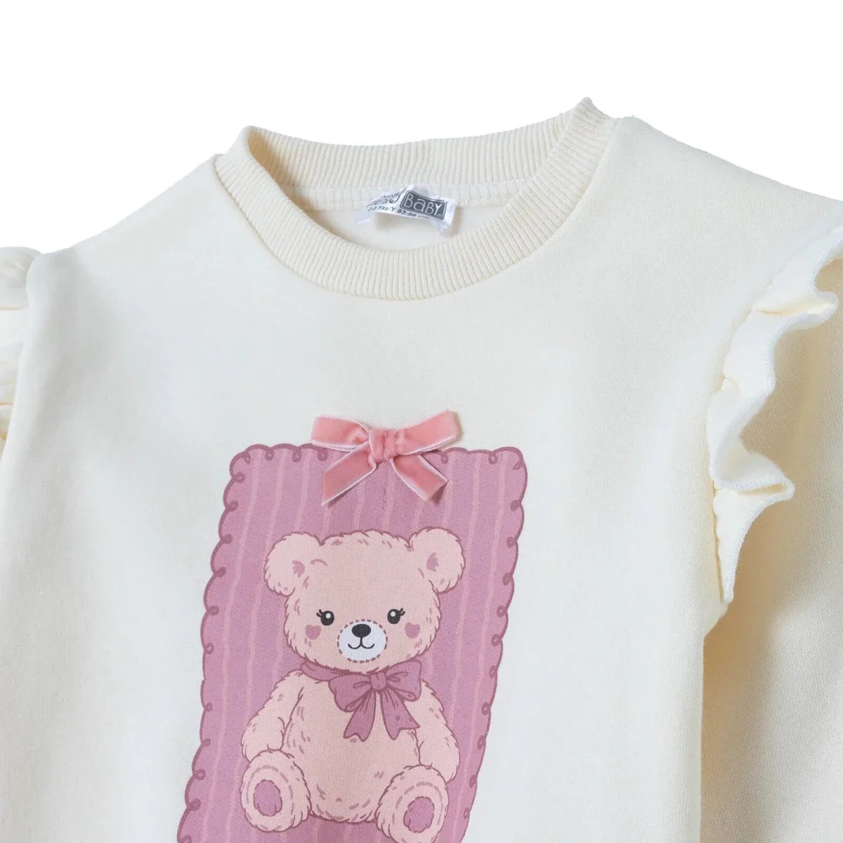 HelloBaby Bear Print Long Sleeve Top & Trousers Set (3-6 Months to 4-5 Years) - Ecru Printed
