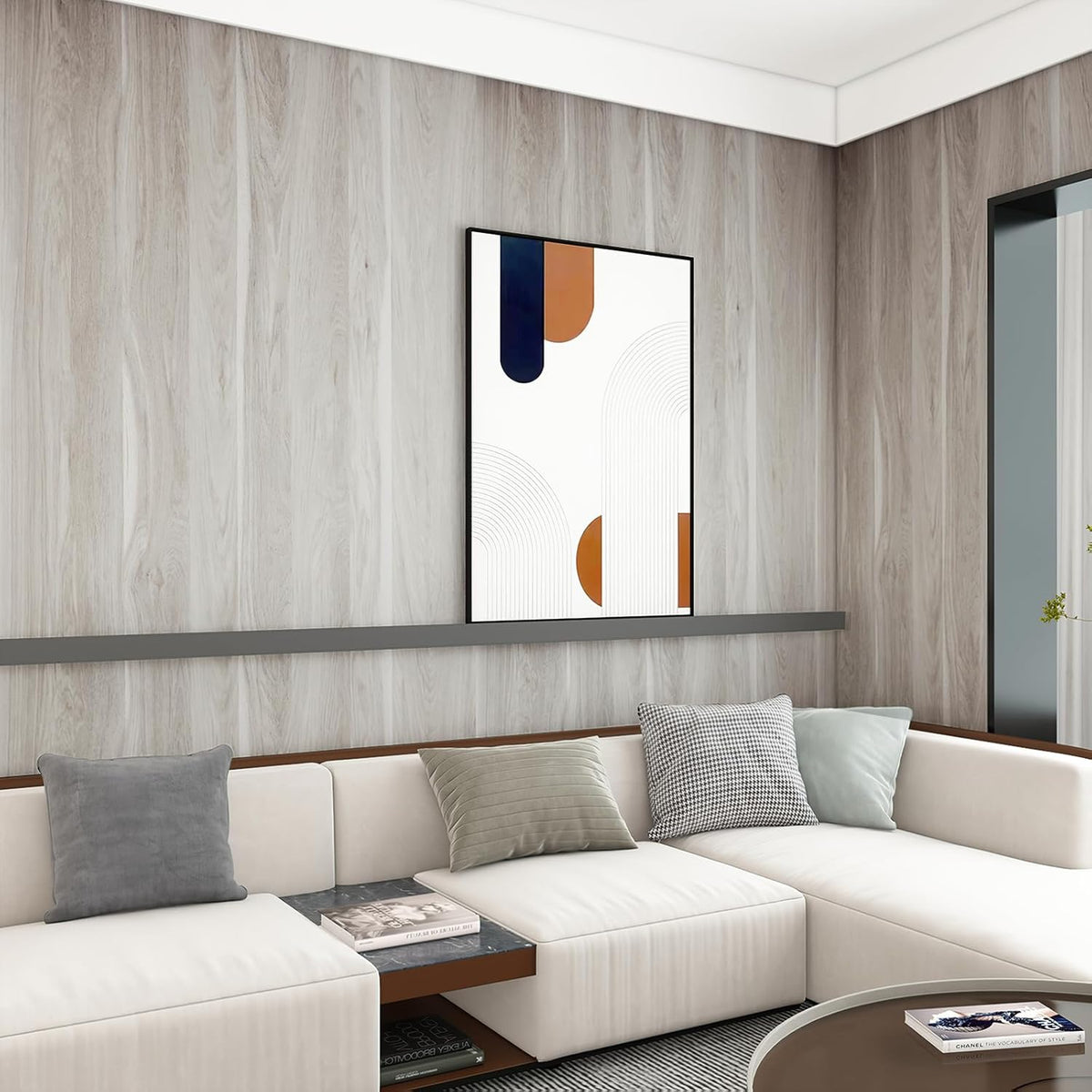 Grey Wood Grain Peel and Stick Wallpaper 31.5x100in Waterproof TOTIO