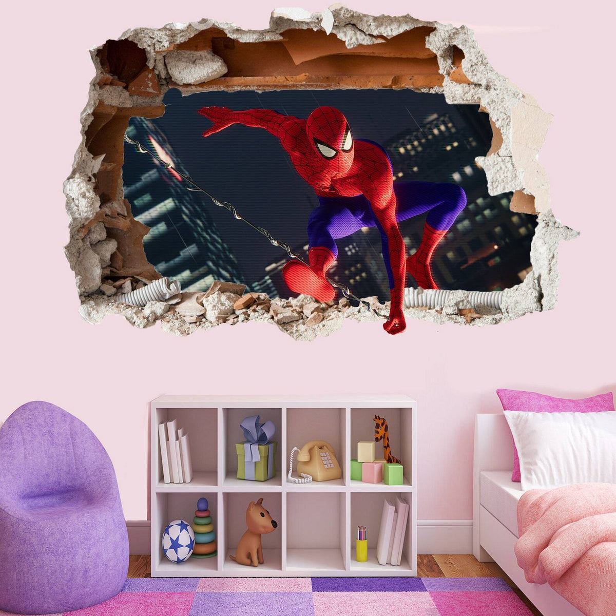 Superhero Spiderman 3D Effect Wall Sticker Mural Poster Decal Room Office