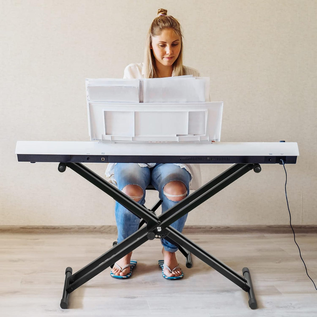 Double X Keyboard Stand 61 76 88 Key Height Adjustable CAHAYA