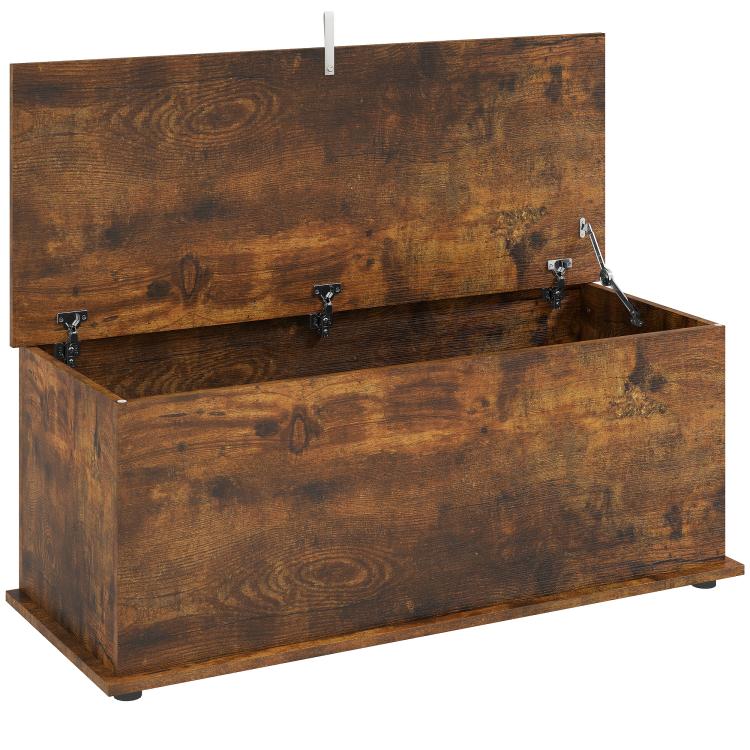 Storage Chest, Large 113L Blanket Box, Shoe Bench with Safety Hinged Lid, Storage Trunk, Bed End Bench for Bedroom, Hallway, Living room, Playroom, 100 x 40 x 40cm, Rustic Brown