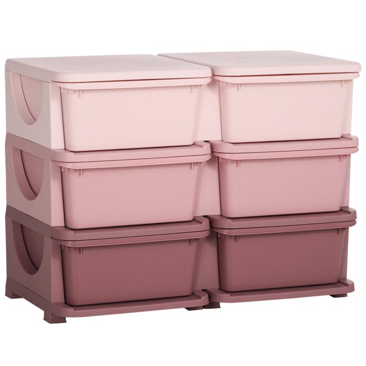 Kids Storage Unit, with Six Drawers - Pink