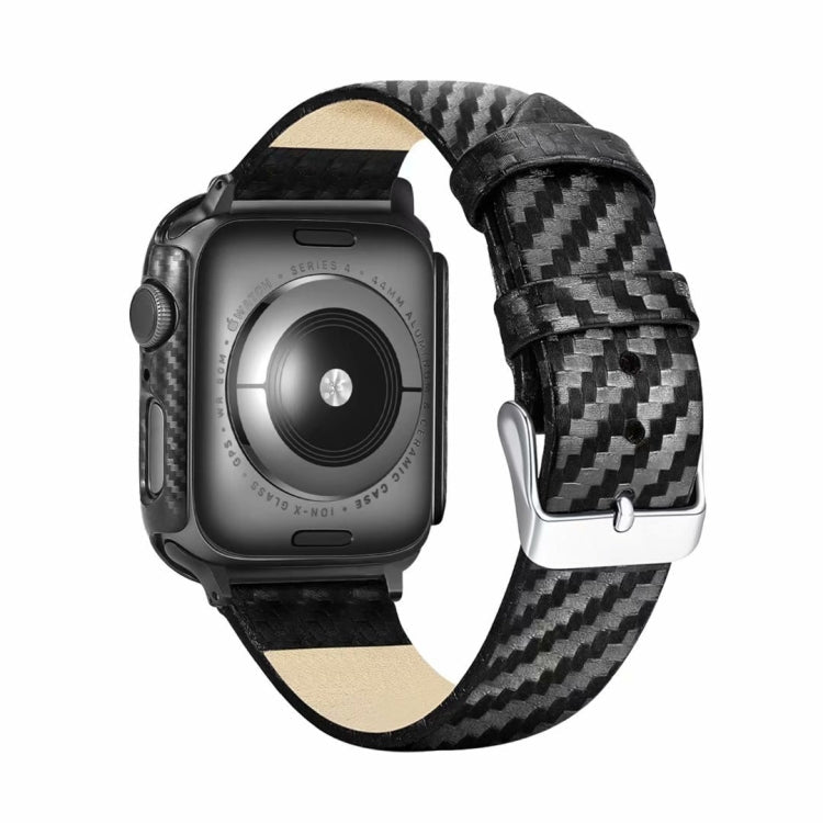 Genuine Leather Carbon Fiber Strap for Apple Watch Series 5 & 4 40mm & Series 3 & 2 & 1 38mm
