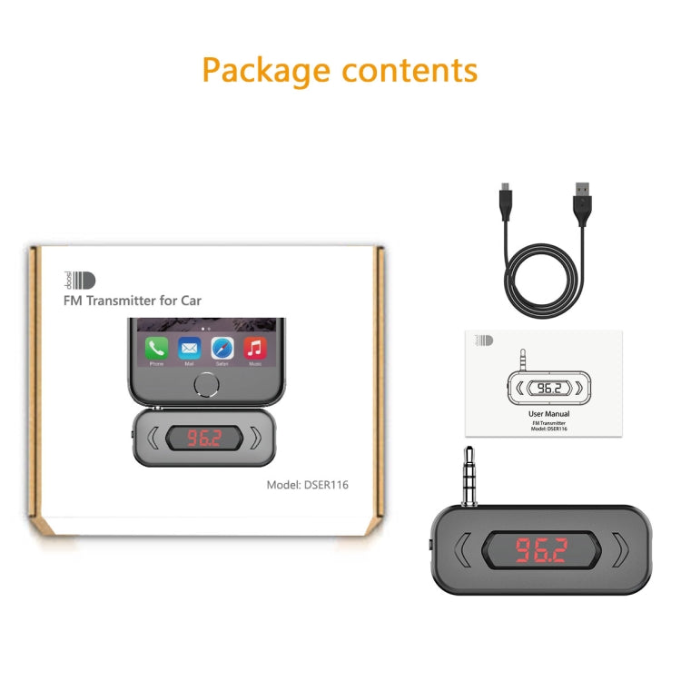 Doosl DSER116 Multifunctional Car FM Transmitter Wireless Music Receiver with 3.5mm Jack & LCD Display, Support Hands-free Call, DSER116
