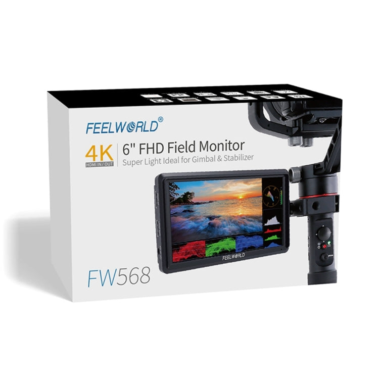 FEELWORLD FW568 V3 6 inch 3D LUT DSLR Camera Field Monitor, IPS Full HD 1920 x 1152, Support HDMI Input Output Tilt Arm