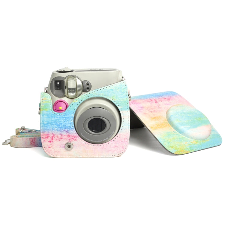 Rainbow Oil painting Pattern PU Leather Protective Camera Case Bag For FUJIFILM Instax Mini 7S / 7C Camera, Rainbow Oil