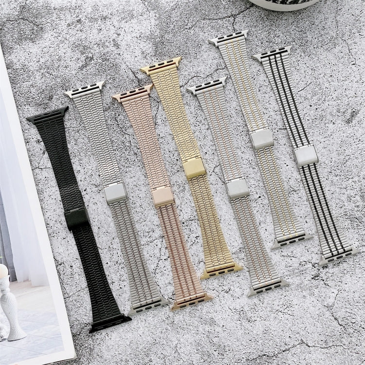 Color Matching Seven Beads Steel Replacement Strap Watchband, For Apple Watch Series 7 41mm / & 6 & SE & 5 & 4 40mm, For Apple Watch Series 7 45mm / & 6 & SE & 5 & 4 44mm