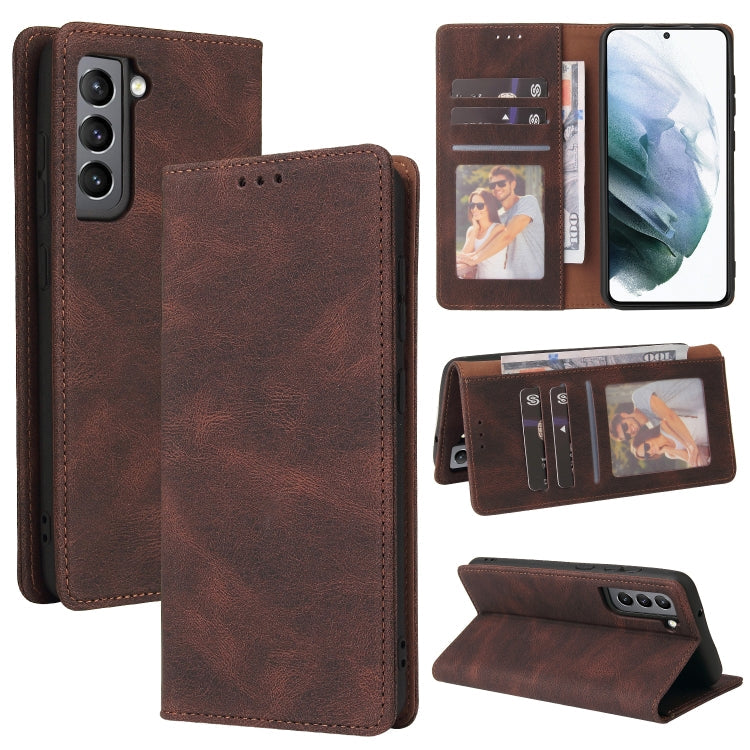 Simple Suction Closure Horizontal Flip Leather Case with Holder & Card Slot & Wallet, For Samsung Galaxy S21+ 5G