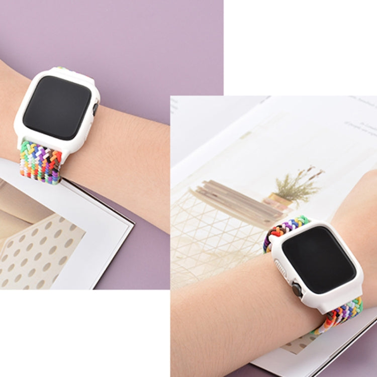 TPU Frame Buckle Braid Integrated Replacement Watchband For Apple Watch Series, 6 & SE & 5 & 4 40mm / 3 & 2 & 1 38mm
