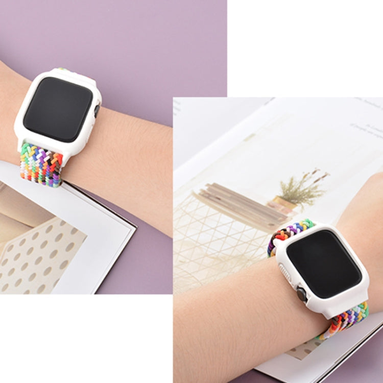 TPU Frame Buckle Braid Integrated Replacement Watchband For Apple Watch Series, 6 & SE & 5 & 4 44mm / 3 & 2 & 1 42mm