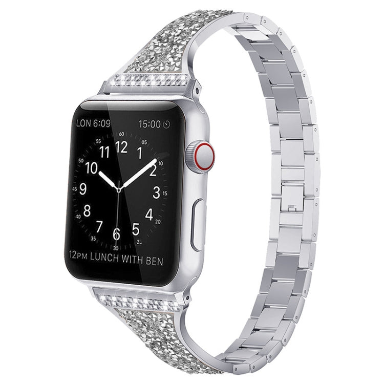 Diamond Encrusted Leather Strap Watchband For Apple Watch Series, 7 41mm / 6&SE&5&4 40mm / 3&2&1 38mm, 7 45mm / 6&SE&5&4 44mm / 3&2&1 42mm