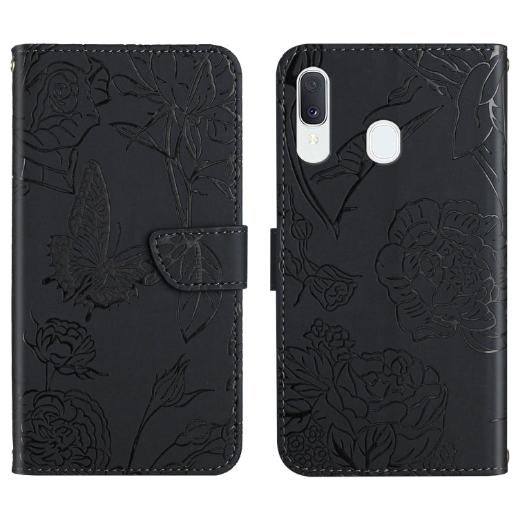 Skin Feel Butterfly Peony Embossed Leather Phone Case, For Samsung Galaxy A32 4G, For Samsung Galaxy A32 5G, For Samsung Galaxy A33 5G, For Samsung Galaxy A40