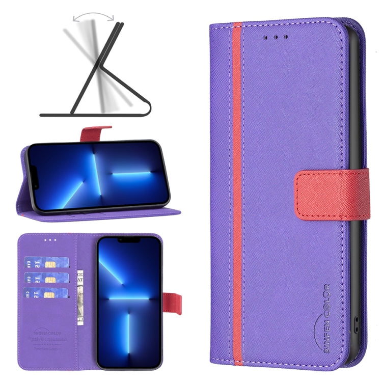 BF13 Color Matching Cross Texture Leather Phone Case, For iPhone 13 Pro Max