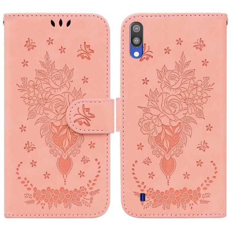 Butterfly Rose Embossed Leather Phone Case, For Samsung Galaxy A22 5G, For Samsung Galaxy A03 166mm, For Samsung Galaxy A03 Core, For Samsung Galaxy A10 / M10