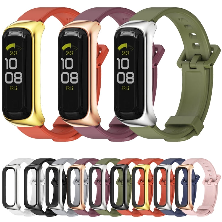 MIJOBS Metal Case Silicone Watch Band, For Samsung Galaxy Fit 2