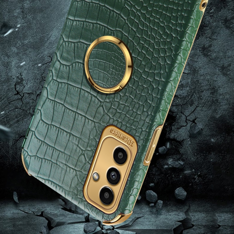 6D Electroplating Crocodile Texture Phone Case With Holder, For Samsung Galaxy A13 5G, For Samsung Galaxy A23 5G, For Samsung Galaxy A53, For Samsung Galaxy M52 5G