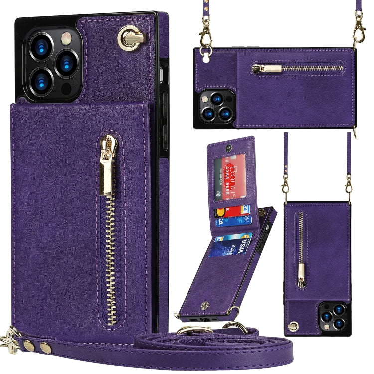 Cross-body Zipper Square Phone Case with Holder, For iPhone 14, For iPhone 14 Plus, For iPhone 14 Pro, For iPhone 14 Pro Max