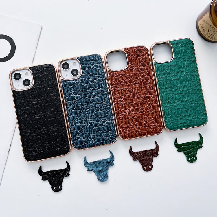 Sky Series Nano Electroplating Genuine Leather Phone Case, For iPhone 14 Pro Max