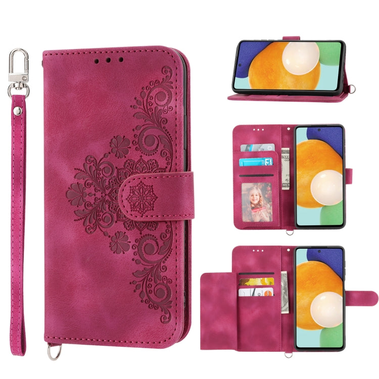Skin-feel Flowers Embossed Wallet Leather Phone Case, For Samsung Galaxy A03s 166, For Samsung Galaxy A32 5G, For Samsung Galaxy A32 4G, For Samsung Galaxy A52