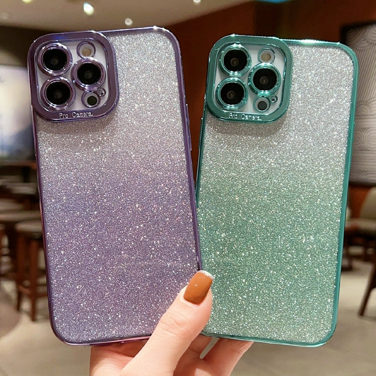 High Transparent Gradient Color Glitter TPU Phone Case, For iPhone 13 Pro, For iPhone 13