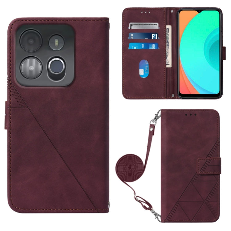 Crossbody 3D Embossed Flip Leather Phone Case, For Infinix Smart 7