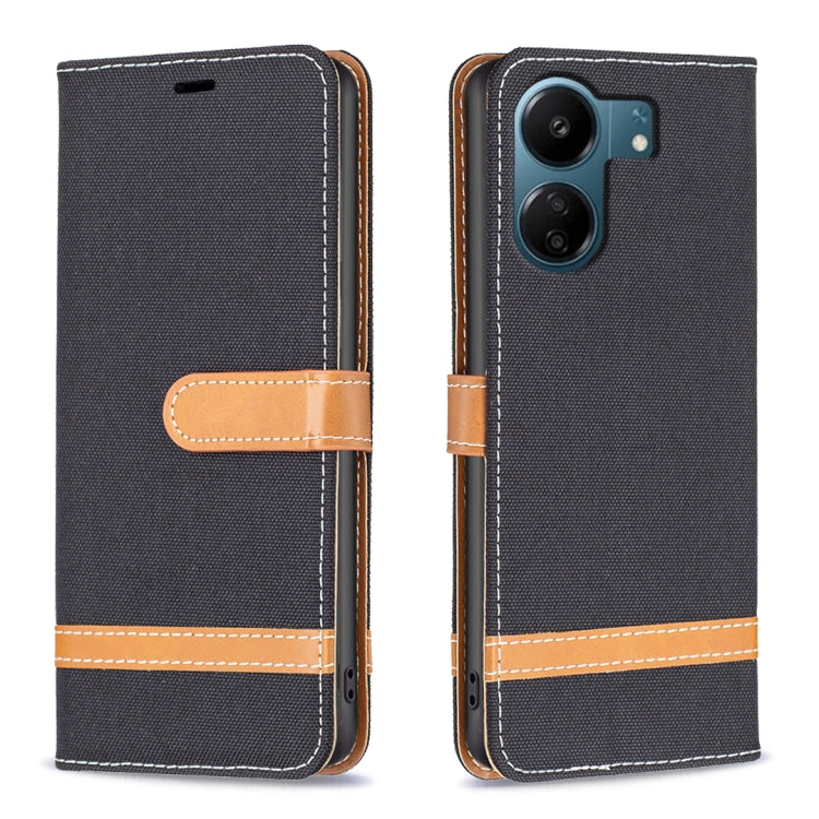 Color Block Denim Texture Leather Phone Case, For Xiaomi Redmi Note 13 Pro 4G Global, For Xiaomi Redmi 13C