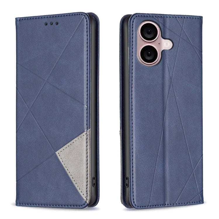 Rhombus Texture Magnetic Leather Phone Case, For iPhone 16 Pro Max, For iPhone 16 Pro, For iPhone 16 Plus, For iPhone 16