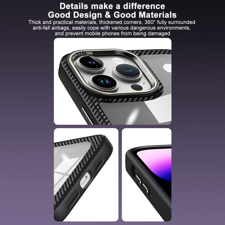 Carbon Fiber Transparent Back Panel Phone Case, For iPhone 13, For iPhone 12, For iPhone 12 Pro Max, For iPhone 12 Pro