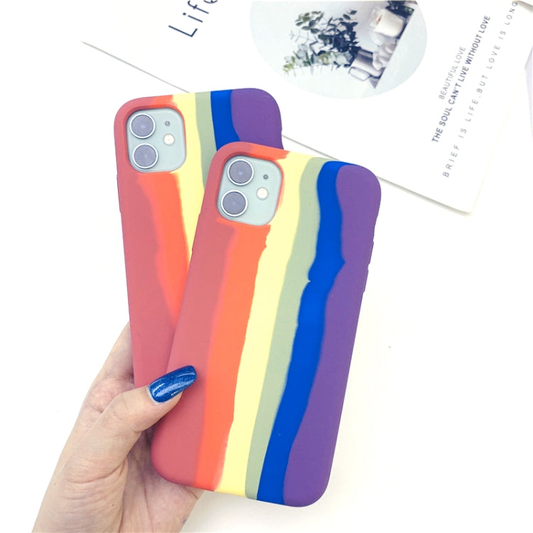 Rainbow Liquid Silicone Shockproof Full Coverage Protective Case, For iPhone 11 Pro
