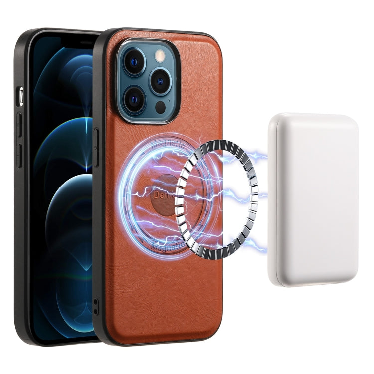 Denior Cowhide Texture Leather MagSafe Phone Case, For iPhone 13 Pro Max, For iPhone 13 Pro, For iPhone 12/12 Pro, For iPhone 12 Pro Max