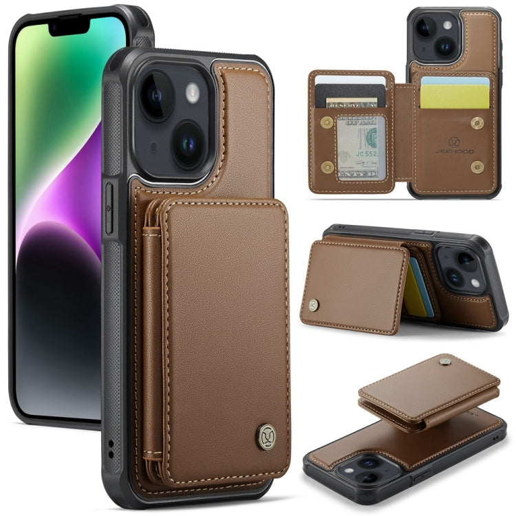 JEEHOOD J05 Business Magnetic Style RFID Leather Phone Case, For iPhone 15 Pro, For iPhone 15 Plus, For iPhone 15, For iPhone 14 Plus