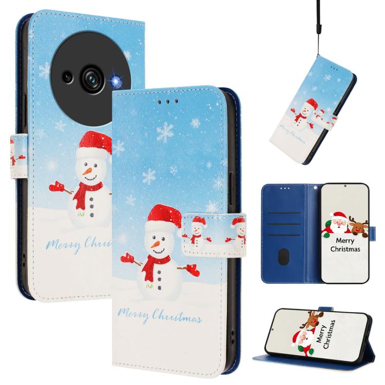 Christmas Series Buckle Leather Phone Case with Hand Strap, For Oukitel C59 / C59 Pro