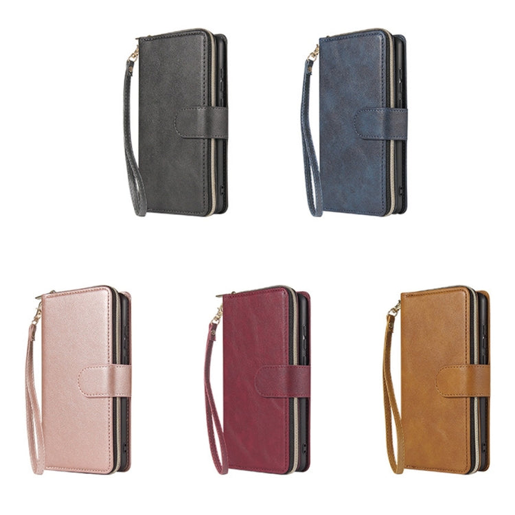 Zipper Wallet Bag Horizontal Flip PU Leather Case with Holder & 9 Card Slots & Wallet & Lanyard & Photo Frame, For iPhone 12 mini, For iPhone 12 / 12 Pro, For iPhone 12 Pro Max, For iPhone X / XS