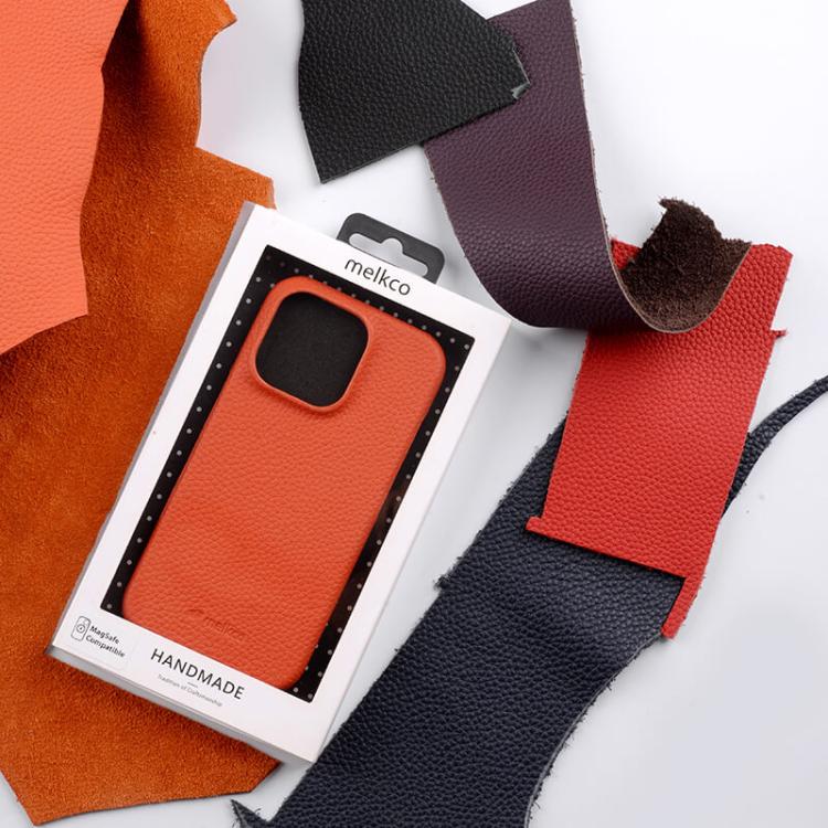 melkco Litchi Texture Magnetic Half Coverage Genuine Leather Phone Case, For iPhone 16, For iPhone 15 Pro Max, For iPhone 15 Pro