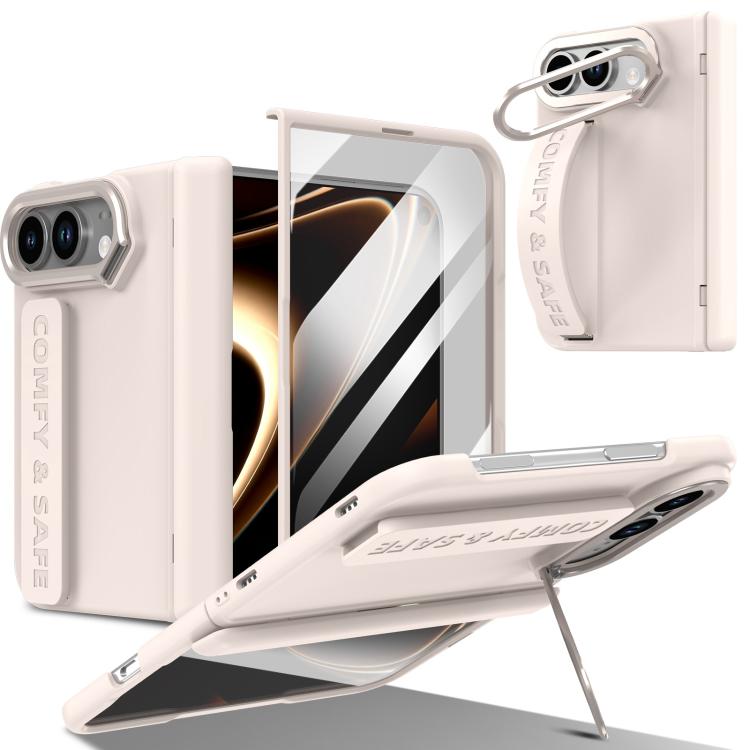 Film Integrated Lens Frame Bracket Phone Case with Wristband, For iPhone Duo