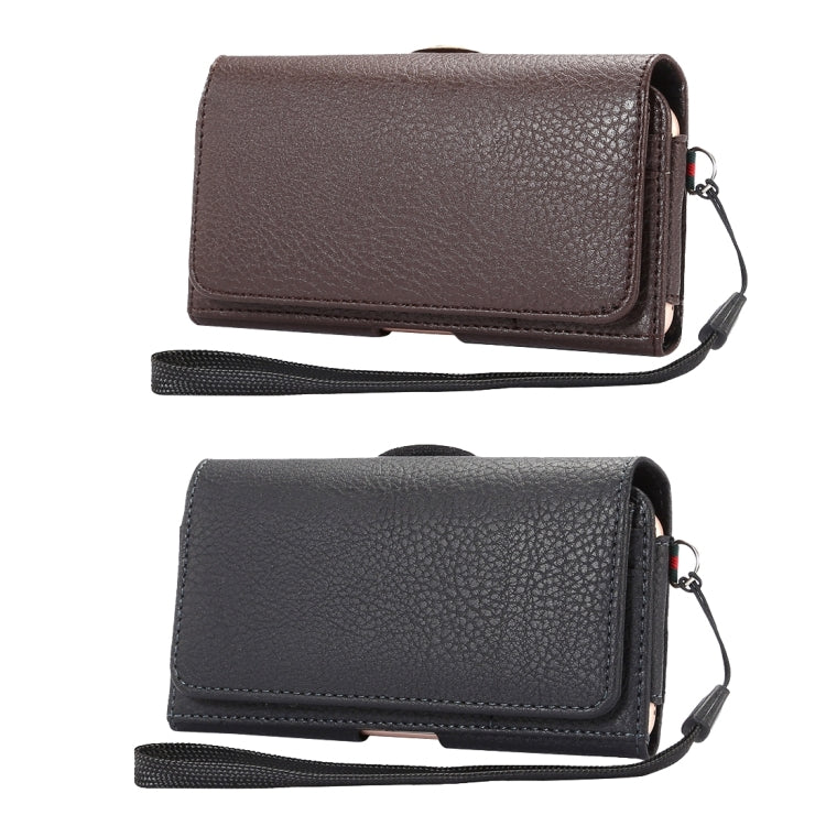 Universal Litchi Texture Vertical Flip Thwartwise PU Leather Case / Waist Bag with Back Splint & Card Slots & 15cm Lanyard for iPhone 8 & 7 & 6s & 6, Galaxy SIV & SIII, Xiaomi Redmi 3 & 3X, Size: 14.3 x 7.5 x 1.5 cm