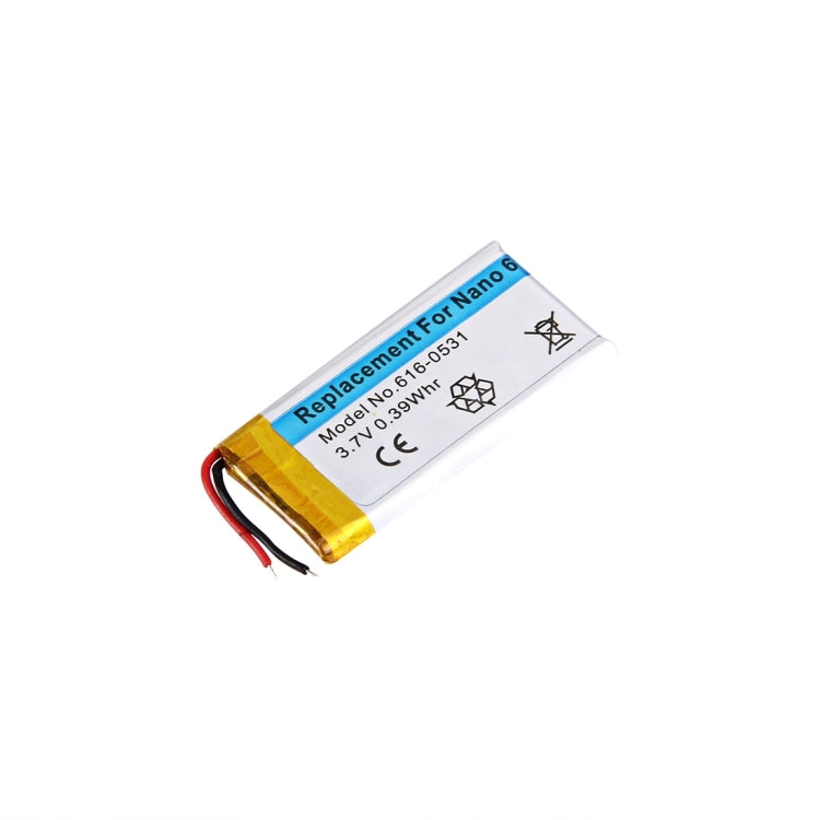 Rechargeable Li-ion Battery for iPod nano 6th 3.7V 0.39Whr, For Apple iPod nano 6