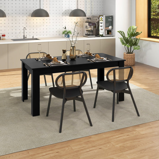 Modern Rectangular Kitchen Table for Breakfast Nook, Kitchen-Black