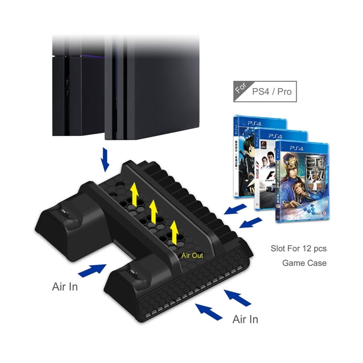 DOBE TP4-882 3-in-1 Cooling Fan, Storage & Charging Dock for PS4