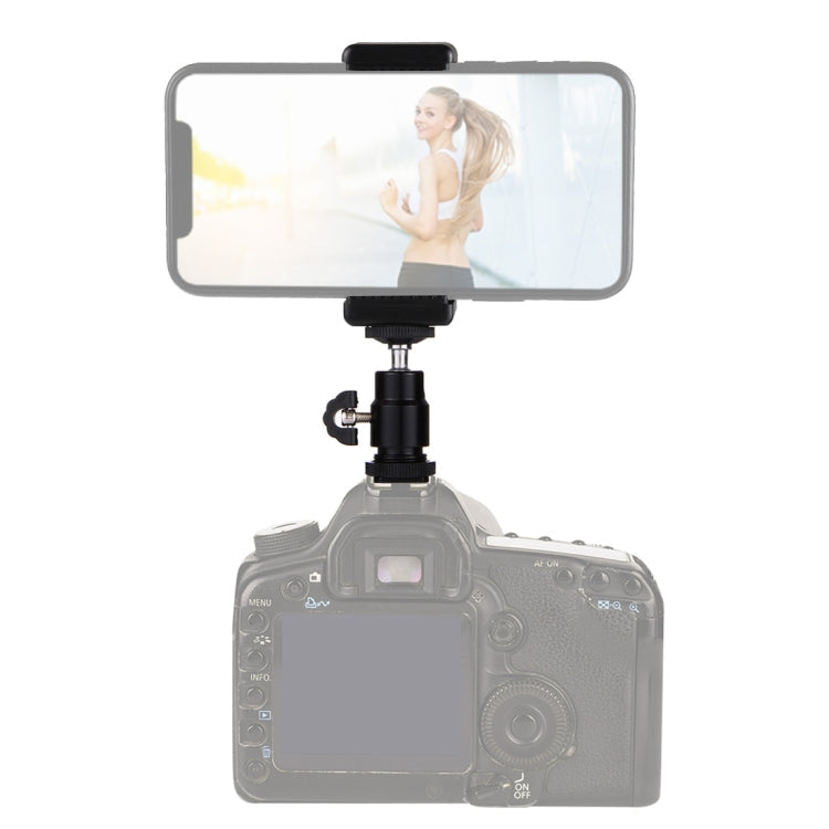 PULUZ 1/4 inch Hot Shoe Tripod Head + Tripod Stand Clamp for iPhone, Samsung, Huawei, HTC, 5.5cm - 8cm Width Smartphones, Tripod Head + Stand Clamp