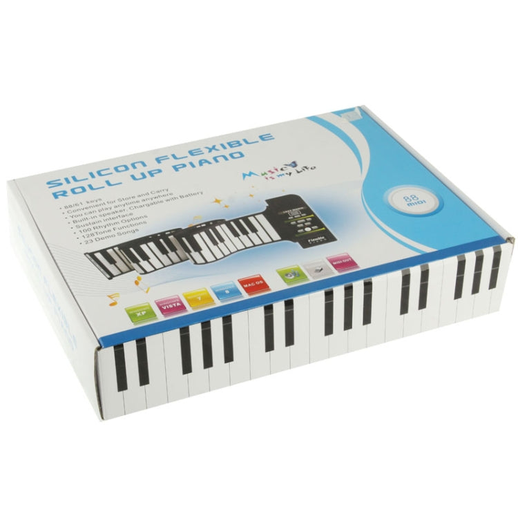 88 Keys Portable MIDI Silicone Flexible Roll Up Piano, Keyboard: 133 x 14.2 x 0.6cm, 88 Keys Roll Up Piano