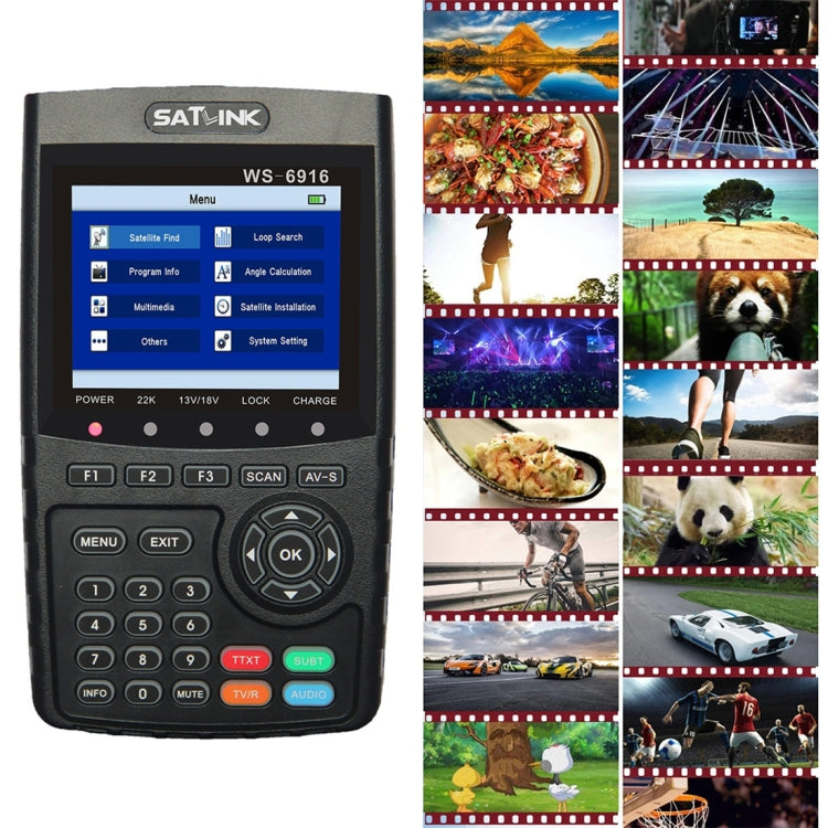 SATLINK WS6916 Digital Satellite Signal Finder Meter, 3.5 inch TFT LCD Screen, Support DVB-S / S2, MPEG-2 / MPEG-4, WS6916
