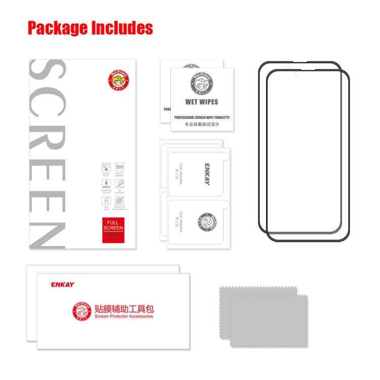 2 PCS ENKAY Hat-Prince Anti-drop Full Glue Tempered Glass Full Screen Film Anti-fall Protector, For iPhone 13 mini (2pcs), For iPhone 13 / 13 Pro(2pcs), For iPhone 13 Pro Max(2pcs)