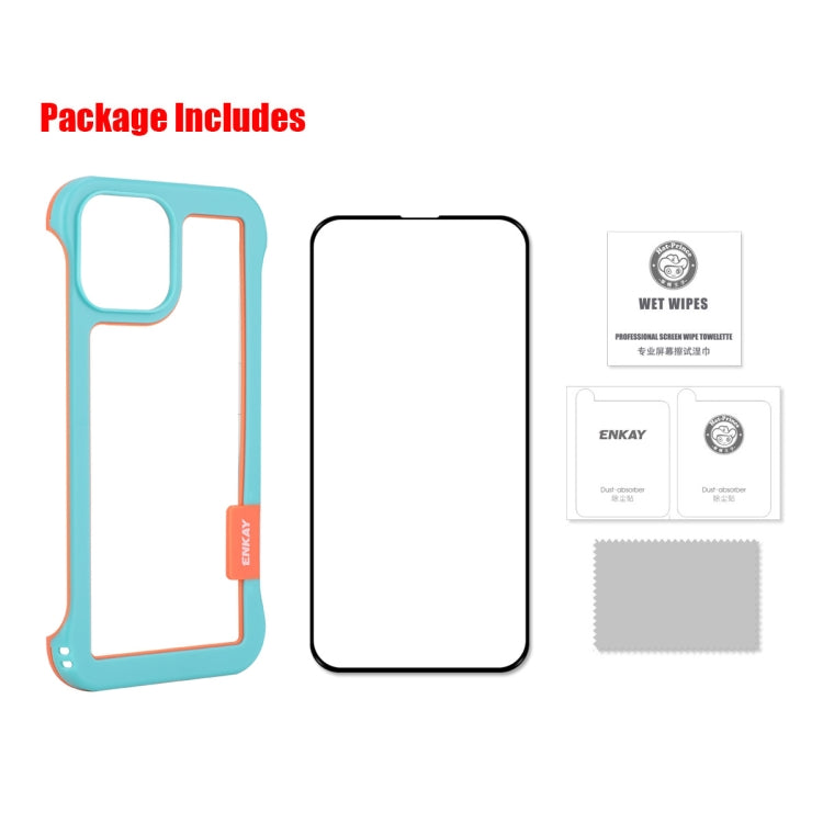 ENKAY Frameless Hollow PC Case + Glass Film for iPhone 13 Pro Max, For iPhone 13 Pro Max