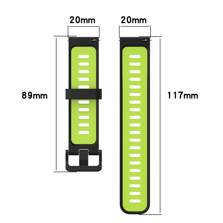 20mm Vertical Pattern Two-Color Silicone Watch Band, For Samsung Galaxy Watch Active 2 44mm, For Samsung Galaxy Watch Active 40mm