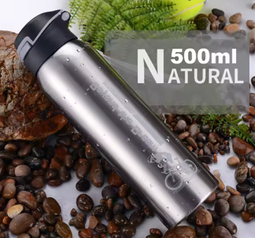 500ml Stainless Steel Vacuum Insulated Cycling Water Bottle – Double Walled Thermo Mug with Straw, Leakproof Sports Bike Bottle for Hot & Cold Drinks